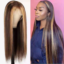 Load image into Gallery viewer, #27 Honey Blonde 13x4 Lace Front Wigs Human Hair Straight 4x4 Lace Closure Wigs Remy Straight Human Hair Wigs For Women HairUGo