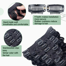 Load image into Gallery viewer, Human Hair Deep Wave Clip In Hair Extensions Brazilian Clip In 8 Pcs/Set Natural Black Color Clip Ins Remy Hair 10-26 Inch 120G