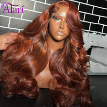 Load image into Gallery viewer, Dark Ginger with Orange Highlights Human Hair Wigs Transparent 13x4 13x6 Lace Frontal Body Wave Wig for Black Women Pre Plucked