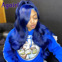 Load image into Gallery viewer, Navy Blue 13X4 13X6 Lace Front Body Wave Human Hair Wigs Transparent Lace Peruvian Remy 5X5 Closure Wigs For Women Pre Plucked