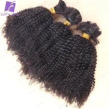 Load image into Gallery viewer, Mongolian Afro Kinky Curly Hair Bulk Human Hair for Braiding Double Drawn No Weft Kinky Curly Bulk Hair Bundles Wholesale LUFFY