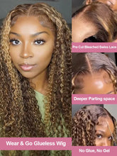 Load image into Gallery viewer, 250% Glueless Wig Highlight Ombre Deep Wave 13x4 Lace Frontal Wig Ready To Wear Curly 7x5 Lace Frontal Human Hair Wigs For Women