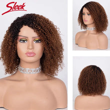 Load image into Gallery viewer, Sleek Afro Kinky Curly Black Human Hair Wigs Ombre T1B/30 Brazilian Curly Machine Made Remy Cheap Human Hair Wigs