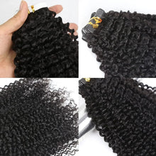 Load image into Gallery viewer, Kinky Curly Tape In Human Hair Extensions 4B 4C Afro Curl Remy Human Hair PU Skin Weft Tape Hair Natural Black Color 14-26inch