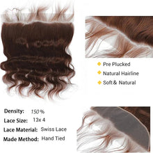 Load image into Gallery viewer, Body Wave Brazilian Human Hair Bundles With Closure Frontal 13x4 Transparent Lace Extensions 100% Real Human Hair 3 Bundles #4