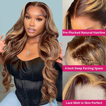 Load image into Gallery viewer, Highlight Wig Human Hair Body Wave Brazilian Hair 13x6 Hd Lace Frontal Wig For Women Glueless Blonde Lace Front Wig Human Hair
