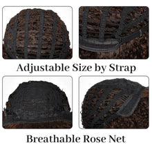 Load image into Gallery viewer, Curly Afro Wigs for Black Women Short Curly Wig with Bangs Kinky Curls Curly Hair Synthetic Wigs for African American Women