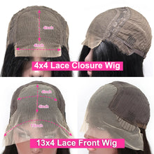 Load image into Gallery viewer, Cranberry Hair Straight 13X4 Lace Frontal Human Hair Wigs HD Transparent Lace Frontal Wig 4x4 Lace Closure Wig 180% Density