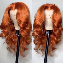 Load image into Gallery viewer, Orange Ginger Bob Wig 13x4 Lace Front Wig Human Hair Pre Plucked Natural Hairline #350 Body Wave Indian Hair For Women 180%