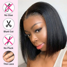 Load image into Gallery viewer, Wear And Go Glueless Straight Bob Wig Brazilian Lace Front Human Hair Wigs Bone Straight Transparent Lace Closure Wig Ready to