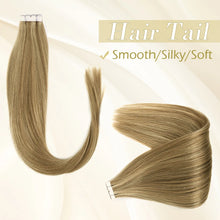 Load image into Gallery viewer, ZURIA Straight Hair Mini Tape In Human Hair Extensions Invisible Skin Weft Adhesive 12/16/20" 100% Natural Real Wigs For Women