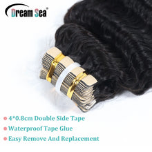 Load image into Gallery viewer, 18Inch Deep Wave Tape In Hair Extensions Human Hair For Women Kinky Curly Double Drawn Tape Ins Brazilian Remy Hair Extensions