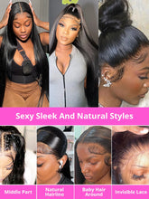 Load image into Gallery viewer, 30 32inch 13x6 Lace Front Human Hair Wigs 360 Full HD Lace Frontal Wig Pre Plucked Brazilian Bone Straight Wigs For Women