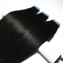Load image into Gallery viewer, Tape In Straight Human Hair Extensions Brazilian Hair Adhesive Extensions Skin Weft Black Brown 100% Real Human Hair for Women