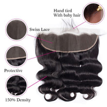 Load image into Gallery viewer, Brazilian Body Wave Lace Frontal HD Swiss Human Hair Remy Hair Transparent Lace Frontal Closure
