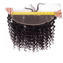 Load image into Gallery viewer, Deep Wave Frontal 100% Remy Brazilian Human Hair Lace Frontal Closure 13*4 With Baby Hair Natural Black Color 8"-22"