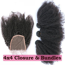 Load image into Gallery viewer, 4B 4C Afro Kinky Curly Bundles | Mongolian Virgin Human Hair | Natural Black | 3 Bundles
