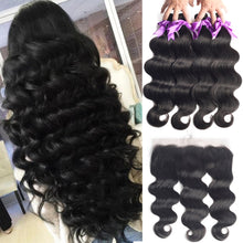 Load image into Gallery viewer, Loose Deep Wave Bundles With Closure Human Hair Bundles With 4x4 Lace Closure Brazilian Human Hair 3/4 Bundles With Closure