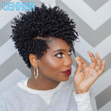 Load image into Gallery viewer, Lekker Short Curly Human Hair Wigs For Black Women Pixie Bob Afro Kinky Brazilian Remy Natural Part Side With Bangs Cheap Wigs