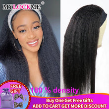 Load image into Gallery viewer, MYLOCKME Headband Wig Human Hair Afro Kinky Curly Brazilian Remy Hair Glueless Wigs For Black Women Machine Made 180 Denisty