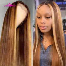 Load image into Gallery viewer, 13x6 Highlights Straight Lace Frontal Human Hair Wigs 30 Inch Lace Front Wig Pre Plucked Honey Blonde 5x5 Closure Human Hair Wig