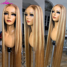Load image into Gallery viewer, 13x6 Highlights Straight Lace Frontal Human Hair Wigs 30 Inch Lace Front Wig Pre Plucked Honey Blonde 5x5 Closure Human Hair Wig