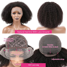 Load image into Gallery viewer, Afro Kinky Curly Wig Human Hair Wigs T Part Transparent Lace Short Curly Bob Wig 200 Density Thick Wigs For Women Preplucked Wig
