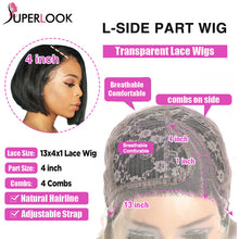 Load image into Gallery viewer, Bob Wig Short Brazilian Bone Silky Straight Human Hair Wigs For Women Natural Wig T Part Lace Bob Human Hair Wig Pre Plucked