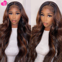 Load image into Gallery viewer, Elia 13X6 Body Wave Ombre Colored Lace Frontal Wig Human Hair Wig 180 Density Remy Peruvian 100% Human Hair For Black Women