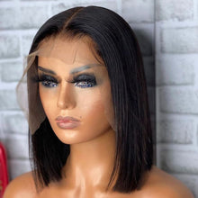 Load image into Gallery viewer, Short Bob Wig Lace Front Human Hair Wigs For Black Women Human Hair Brazilian Hair T Part Lace Wigs Bone Straight Lace Front Wig