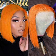 Load image into Gallery viewer, Ginger Orange Short Bob Lace Front Wigs 100% Human Hair Wigs Bob Lace Wigs For Women Blonde Orange Straight Brazilian Hair