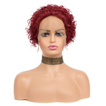 Load image into Gallery viewer, Short Curly Lace Front Wigs 13x1 Brazilian Water Wave Human Hair Wigs Pixie Cut Transparent Lace Wig for Black Women