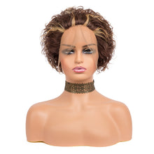 Load image into Gallery viewer, Short Curly Lace Front Wigs 13x1 Brazilian Water Wave Human Hair Wigs Pixie Cut Transparent Lace Wig for Black Women