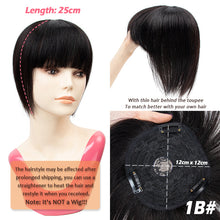 Load image into Gallery viewer, Human Hair Bangs 3 Clips 3D Blunt Cut Natural Hair Bangs OverHead Clip In Hair Extensions Non-Remy 2.5"x4.5" Black Brown Blonde