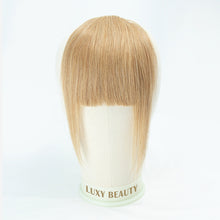 Load image into Gallery viewer, Human Hair Bangs 3 Clips 3D Blunt Cut Natural Hair Bangs OverHead Clip In Hair Extensions Non-Remy 2.5"x4.5" Black Brown Blonde