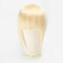 Load image into Gallery viewer, Human Hair Bangs 3 Clips 3D Blunt Cut Natural Hair Bangs OverHead Clip In Hair Extensions Non-Remy 2.5"x4.5" Black Brown Blonde