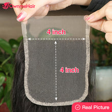 Load image into Gallery viewer, 4x4 5x5 13x4 Transparent Lace Frontal Closure Brazilian Human Hair Swiss Lace 100% Human Remy Hair Pre Plucked With Baby Hair