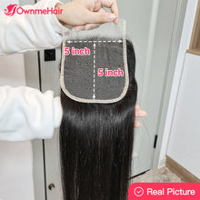 Load image into Gallery viewer, 4x4 5x5 13x4 Transparent Lace Frontal Closure Brazilian Human Hair Swiss Lace 100% Human Remy Hair Pre Plucked With Baby Hair