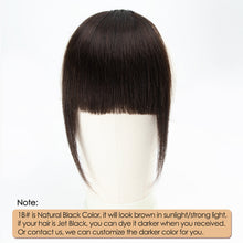 Load image into Gallery viewer, Human Hair Bangs 3 Clips 3D Blunt Cut Natural Hair Bangs OverHead Clip In Hair Extensions Non-Remy 2.5"x4.5" Black Brown Blonde