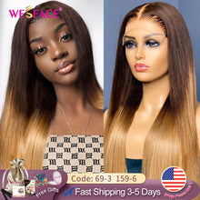 Load image into Gallery viewer, Long Straight Wigs Ombre Brown Blonde Human Hair 13×4 Lace Front Wigs For Black Women Brazilian Human Hair Wigs Remy Hair Wigs