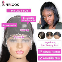 Load image into Gallery viewer, Blunt Cut Short Bob Wig Pre Plucked Brazilian Remy Straight Human Hair Wigs For Women Natural Black T Part Lace Bob Wigs Sale