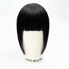 Load image into Gallery viewer, Human Hair Bangs 3 Clips 3D Blunt Cut Natural Hair Bangs OverHead Clip In Hair Extensions Non-Remy 2.5"x4.5" Black Brown Blonde