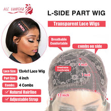 Load image into Gallery viewer, Cheap Straight Human Hair Wigs Side Part Bob Wig 13x5x2 T Part Lace Wig With Baby Hair Brazilian Virgin Hair Pixie Cut Bob Wigs
