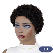 Load image into Gallery viewer, Short Curly Hair Wigs Pixie Cut Brazilian Human Hair For Black Women Natural Black Glueless Afro Kinky Curly Fluffy Hair Wigs
