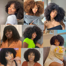 Load image into Gallery viewer, Afro Kinky Curly Human Hair Wigs With Bangs For Black Women 250% Density Brazilian 100% Human Hair Remy Full Machine Made Hair
