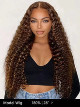 Load image into Gallery viewer, 40 Inch 4/27 Curly Ombre Highlight 7x5 Lace Front Curly Glueless Human Hair Wigs 250% Density Deep Wave 13x4 Wigs For Women
