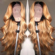 Load image into Gallery viewer, Dark Roots Blonde Body Wave Lace Front Wig Ombre Hd Lace Front Human Hair Wigs 1B/27 30 Brazilian Glueless Wig On Sale Cheap
