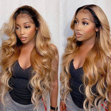 Load image into Gallery viewer, Dark Roots Blonde Body Wave Lace Front Wig Ombre Hd Lace Front Human Hair Wigs 1B/27 30 Brazilian Glueless Wig On Sale Cheap

