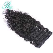 Load image into Gallery viewer, Clip in 100% Human Hair Extensions Full Head Natural Wave Clip Ins Natural Black Color 8 Pieces And 120g/Set Remy Indian Hair

