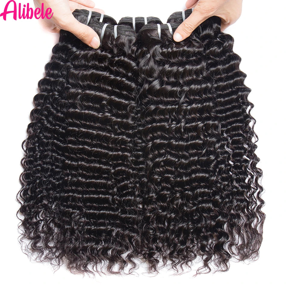 Alibele 30 32 40 Inch Deep Curly Wave Bundles 100% Human Hair Extensions 1 3 4 Bundles Deals Brazilian Deep Curly Hair Bundles